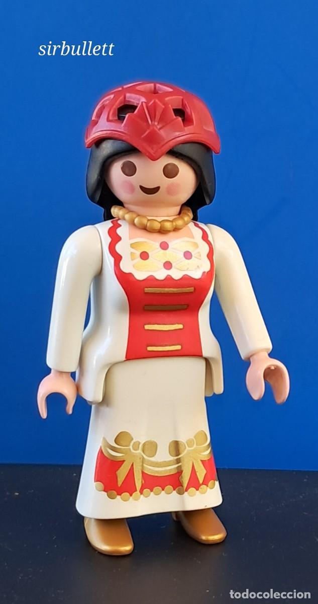 Playmobil: Figura Mujer Dama con collar y redecilla en el pelo. Playmobil. Falda Vestido Medieval