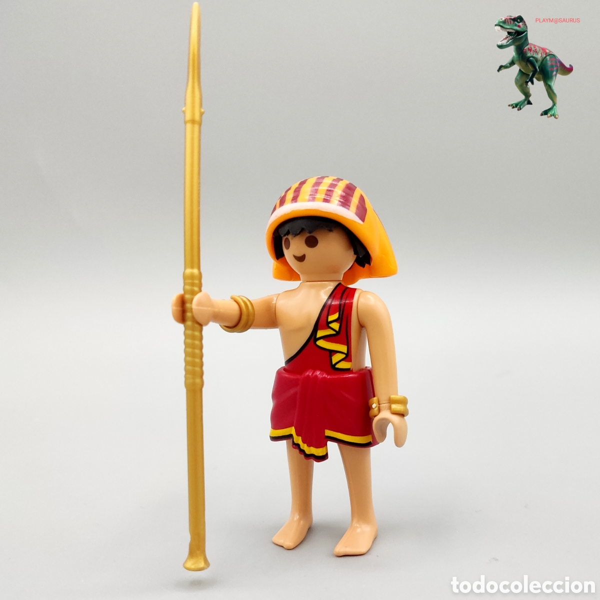 Playmobil: Playmobil figura exclavo nubio soldado del emperador de Egipto guerrero simil 6840 lanza dorada