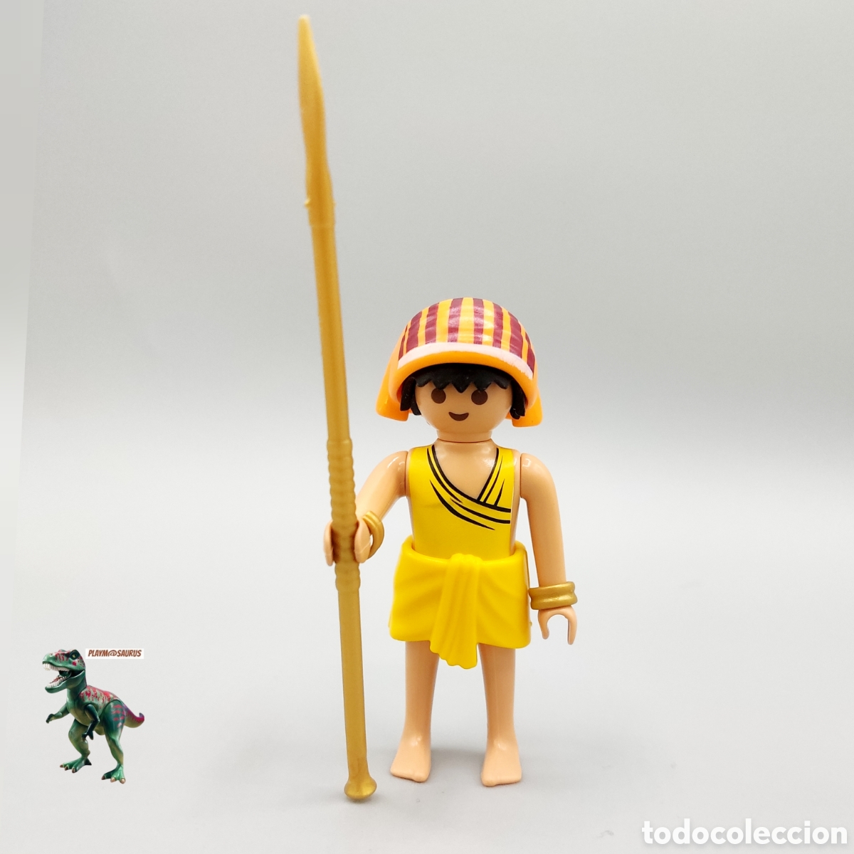 Playmobil: Playmobil figura exclavo nubio soldado del emperador de Egipto guerrero simil 6840 lanza dorada