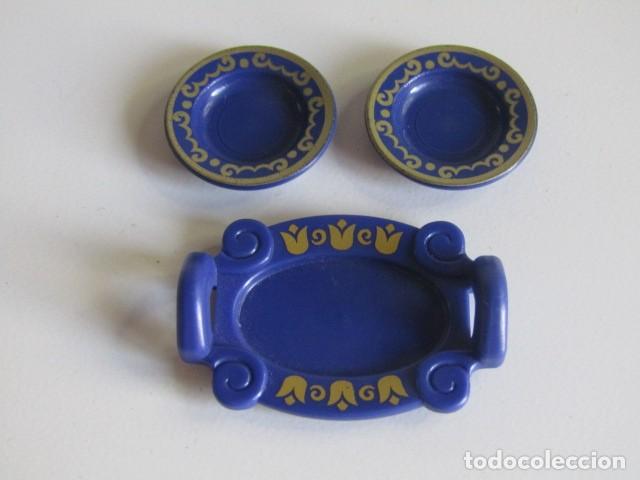 Playmobil: DIFICIL SET DE BANDEJA Y PLATOS AZULES CON FILIGRANAS ANTIGUOS RAR PLAYMOBIL