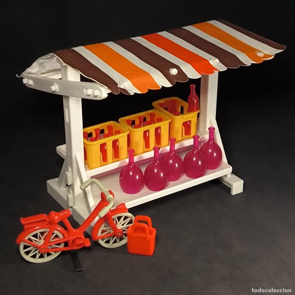 Playmobil: Playmobil puesto de mercado con botellas y bici ☼