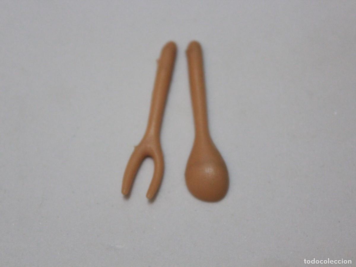 Playmobil: Playmobil accesorio cubiertos cocina beige tenedor y cuchara