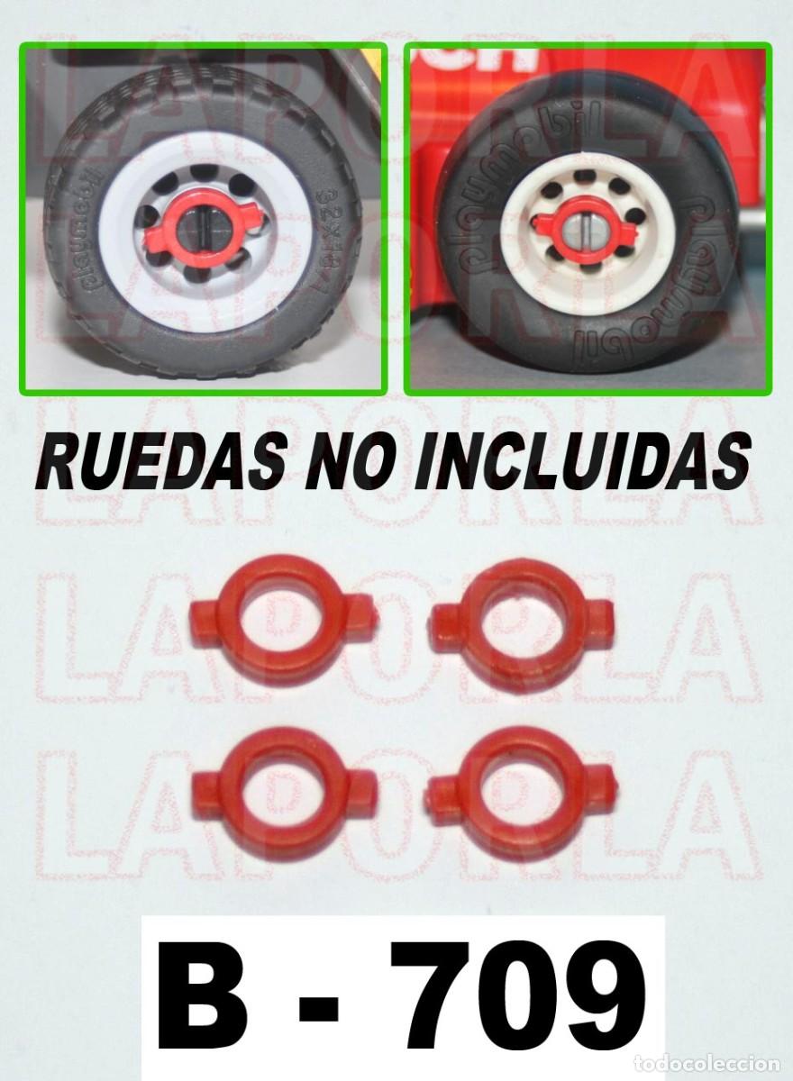 Playmobil: PLAYMOBIL 4 CLIPS FIJACI&Oacute;N RUEDAS - JEEP COCHE RECAMBIOS REPUESTOS (B-709)