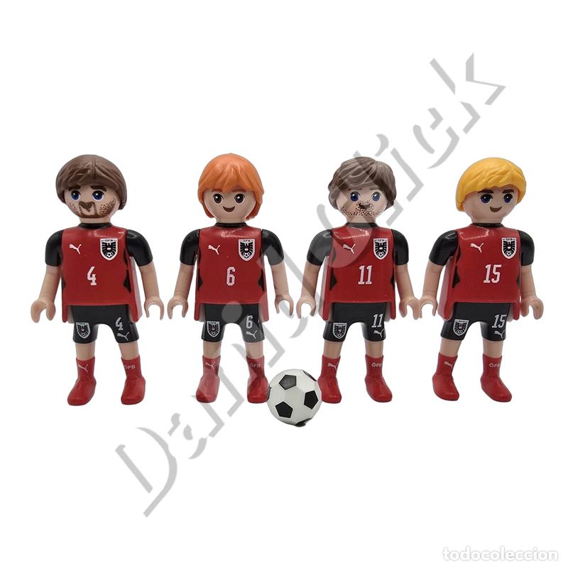 Playmobil: Playmobil Lote de 4 Figuras Futbolistas Selecci&oacute;n de Austria con Bal&oacute;n