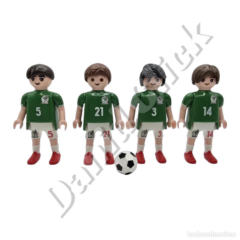 Playmobil: Playmobil Lote de 4 Figuras Futbolistas Selecci&oacute;n de M&eacute;xico con Bal&oacute;n