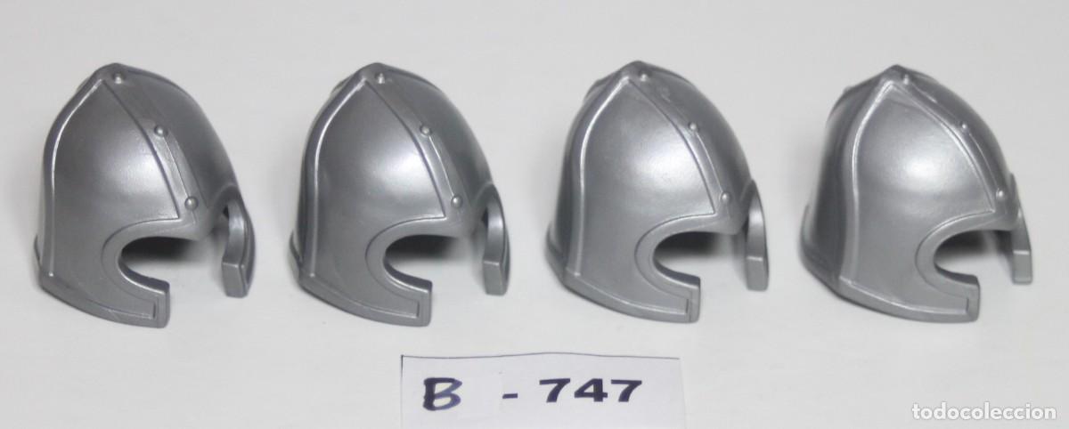 Playmobil: PLAYMOBIL 4 CASCOS MEDIEVALES - CABALLERO SOLDADO CASTILLO (B-747)