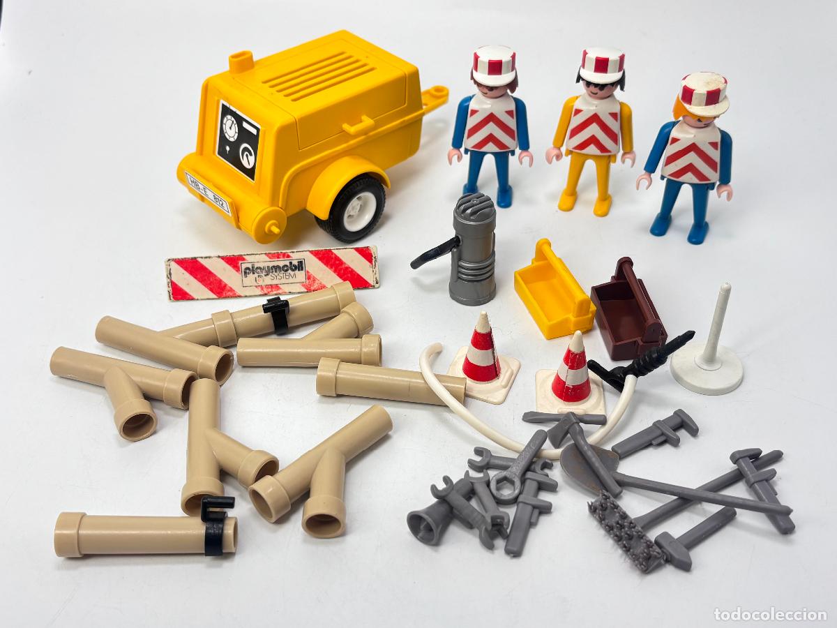 Playmobil: Playmobil 3239 lote figura compresor y tubo herramienta obra