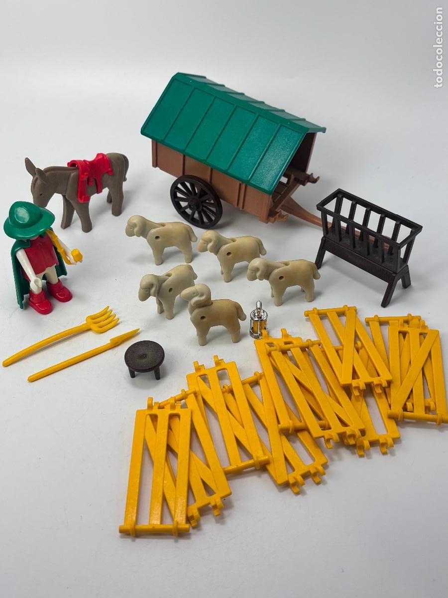 Playmobil: Playmobil 3412 pastor valla carro burro oveja falta la negra