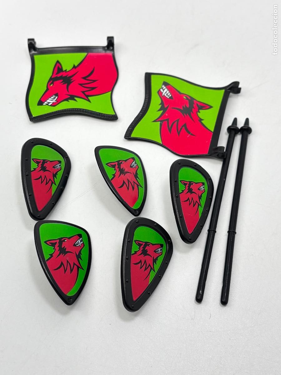 Playmobil: Playmobil lote escudo bandera caballero del lobo medieval