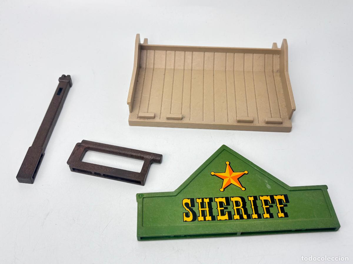 Playmobil: Playmobil 3786 lote letrero tejado pilar sujeci&oacute;n oficina sheriff oeste