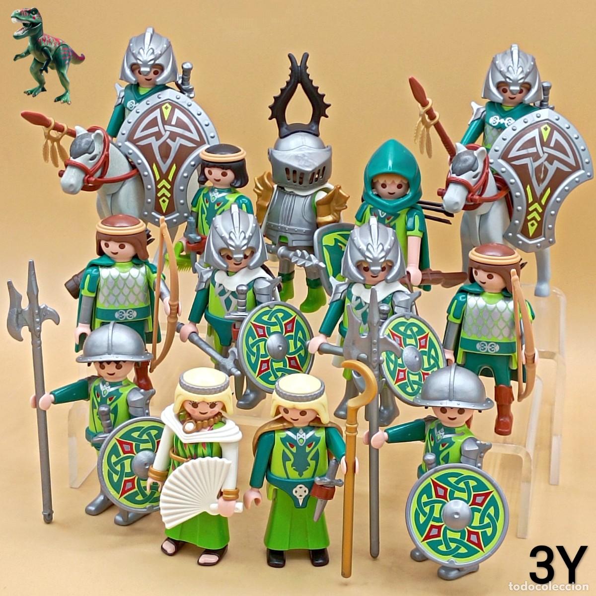 Playmobil: Playmobil batallon caballeros del dragon verde elfo guerreros 4775 4836 4837 4840 5909 5911 5913