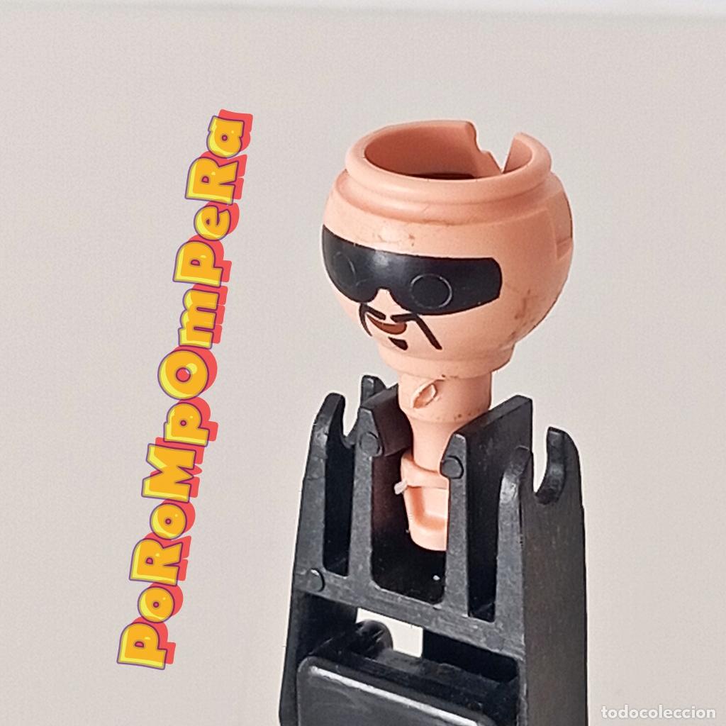 Playmobil: PLAYMOBIL cabeza gafas negras bigote perilla peque&ntilde;a hueco doble REPUESTO/CUSTOM/COMPLETAR O1