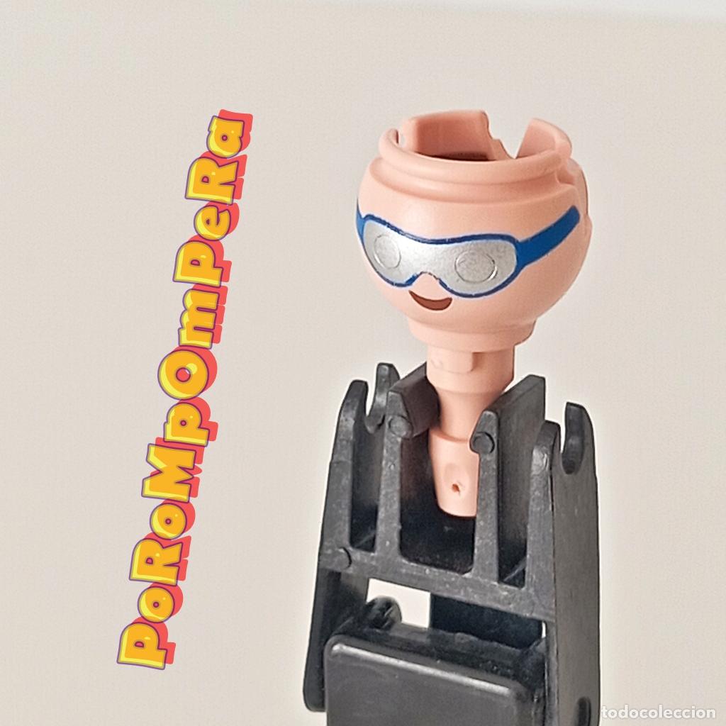 Playmobil: PLAYMOBIL cabeza gafas futuristas azul plateado CUSTOM/COMPLETAR O1