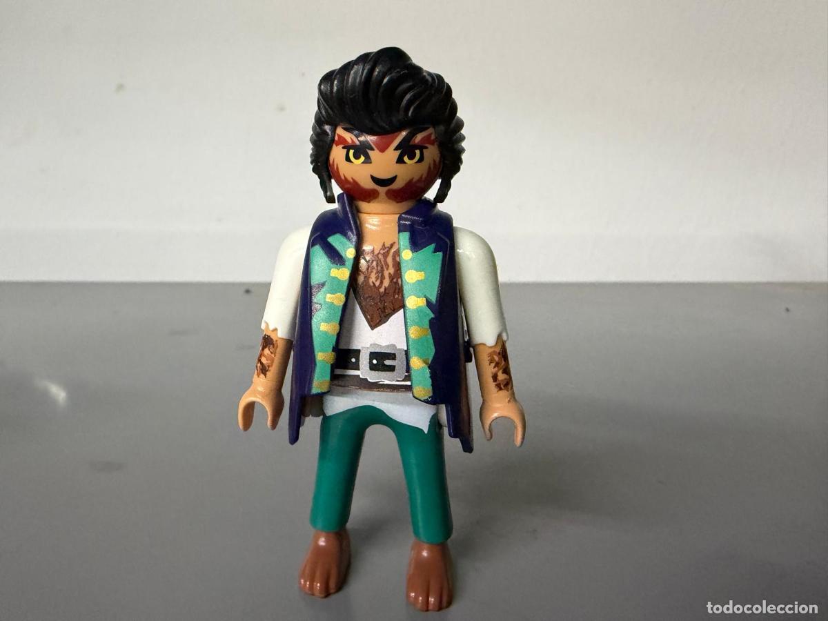 Playmobil: playmobil FIGURA HOMBRE LOBO HALLOWEEN MALVADO 6824 LOBEZNO PELO TUPE -mix30R