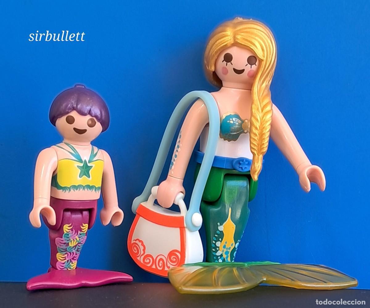 Playmobil: Figuras mujer sirena con bolso y ni&ntilde;a. Playmobil 70100.