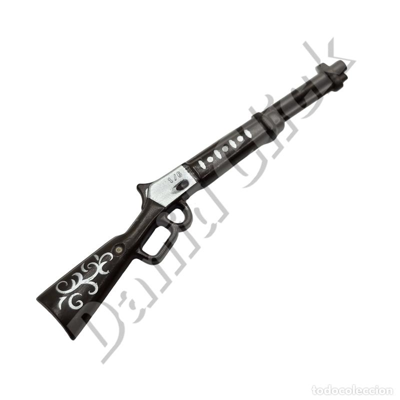 Playmobil: Playmobil Rifle Winchester Decorado Plata Oeste Fusil Ca&ntilde;&oacute;n Largo