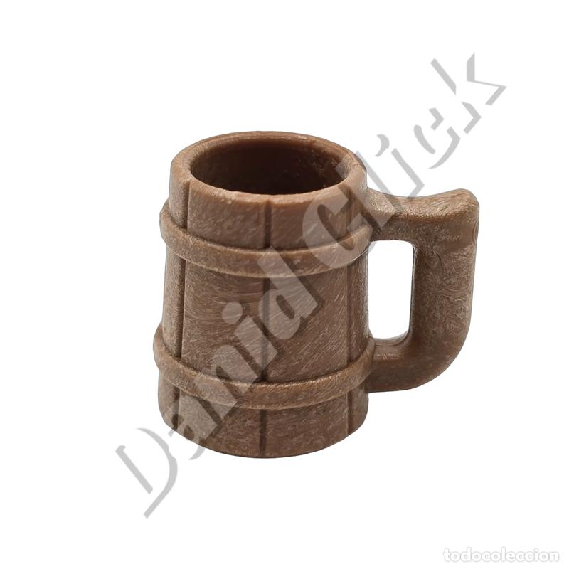 Playmobil: Playmobil Jarra Madera Cerveza Marr&oacute;n Asa Taberna Posada Medieval Pirata Oeste