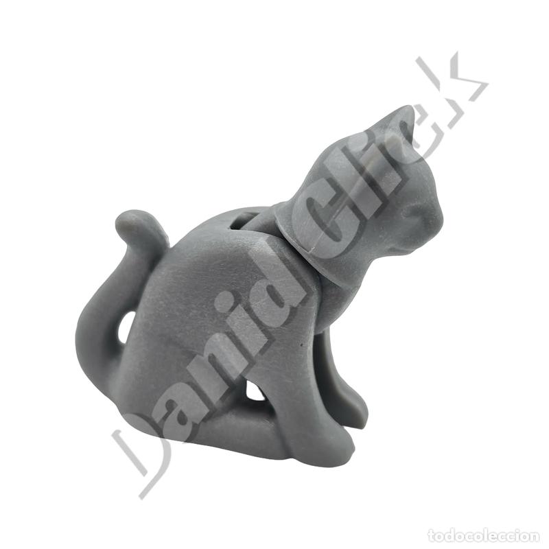 Playmobil: Playmobil Gato Gris Oscuro Agachado Postura Acecho Granja Halloween
