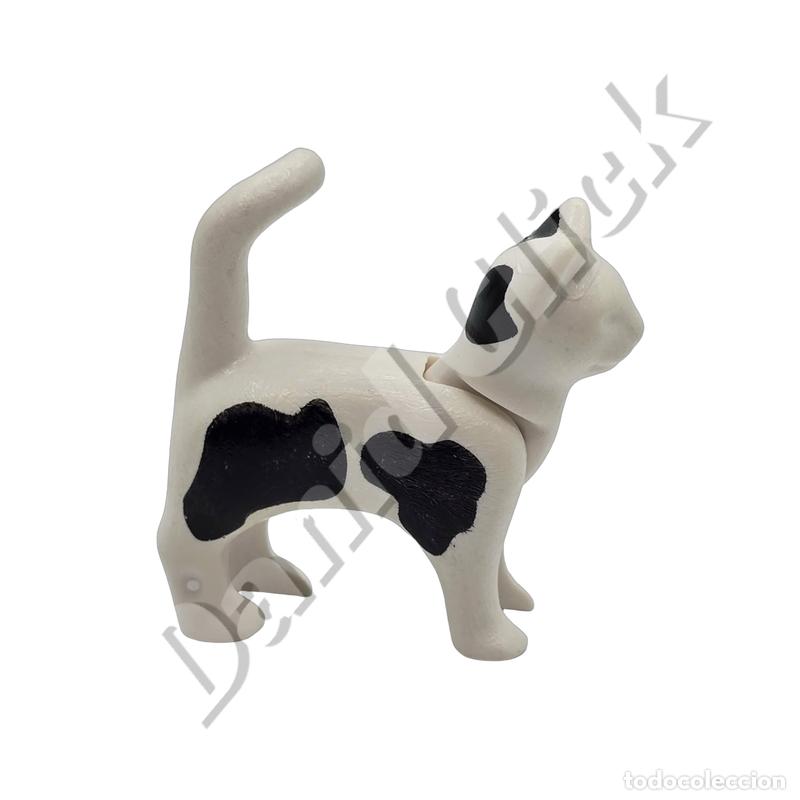 Playmobil: Playmobil Gato Blanco y Negro Bicolor Mascota Casa Granja Veterinaria