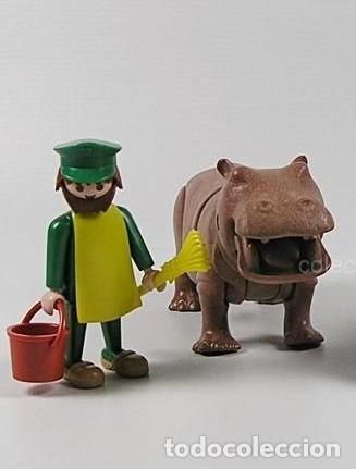 Playmobil: PLAYMOBIL ANIMALES SALVAJES ZOO CUIDADOR HIPOPOTAMOS 3547