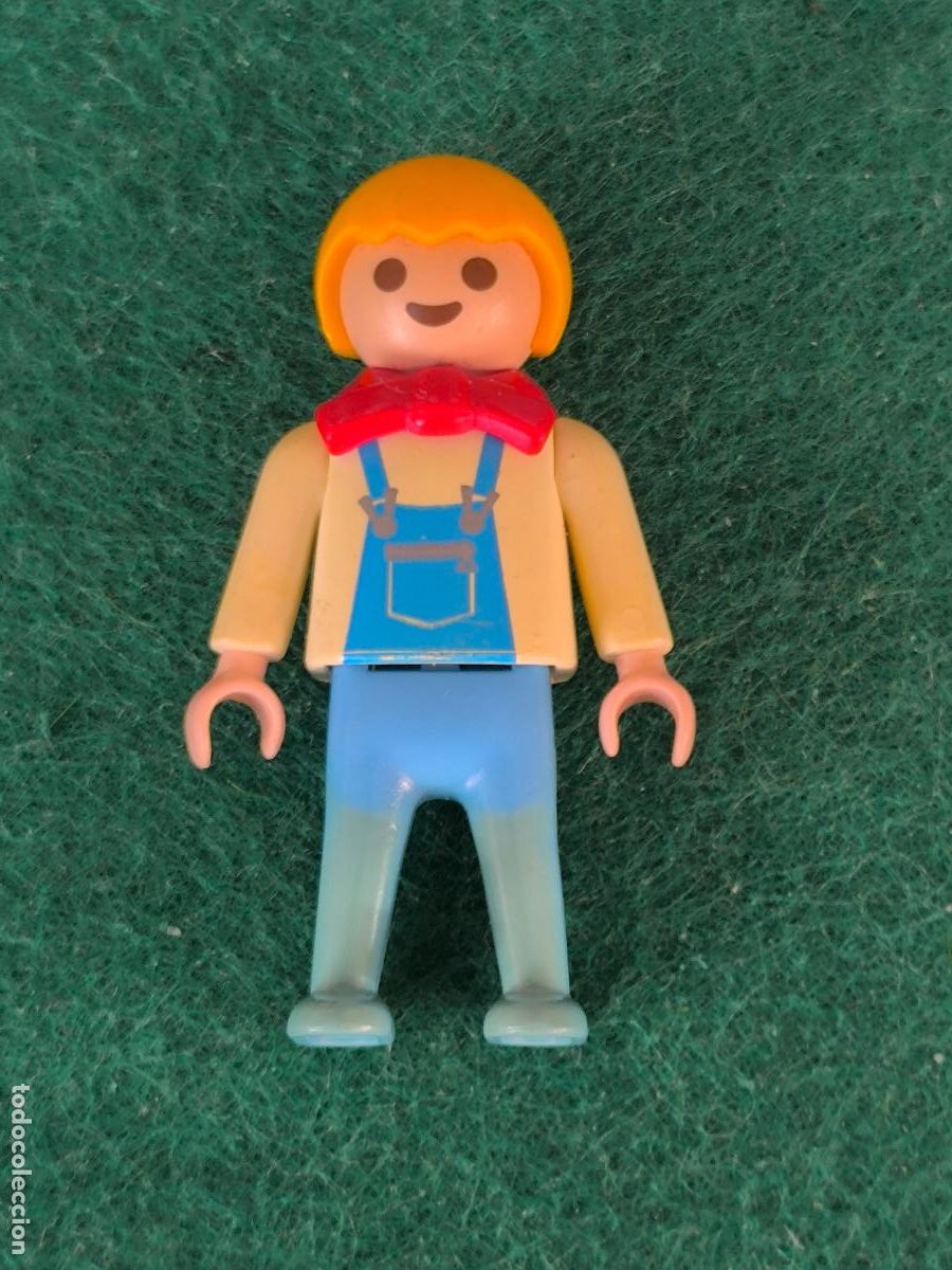 Playmobil: Playmobil figura ni&ntilde;o victoriano oeste pajarita roja peto azul tirantes