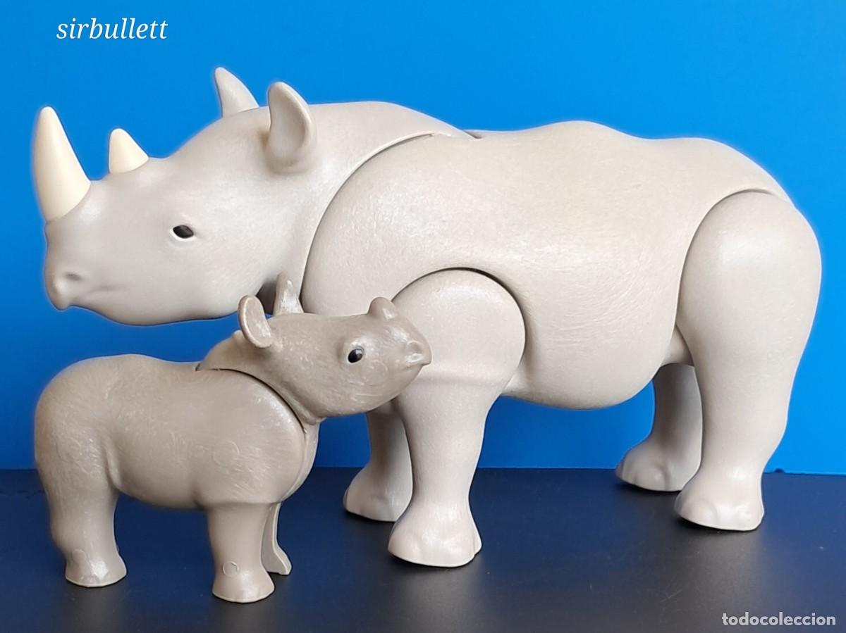 Playmobil: Rinoceronte y Cr&iacute;a. Playmobil. Animales africanos. Sabana