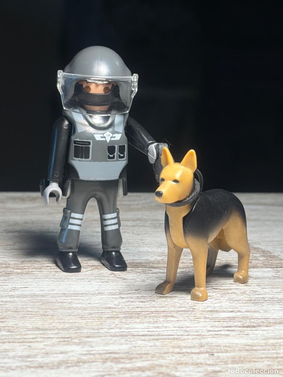 Playmobil: Figura mu&ntilde;eco Polic&iacute;a Swat con perro Accesorio Complemento Playmobil