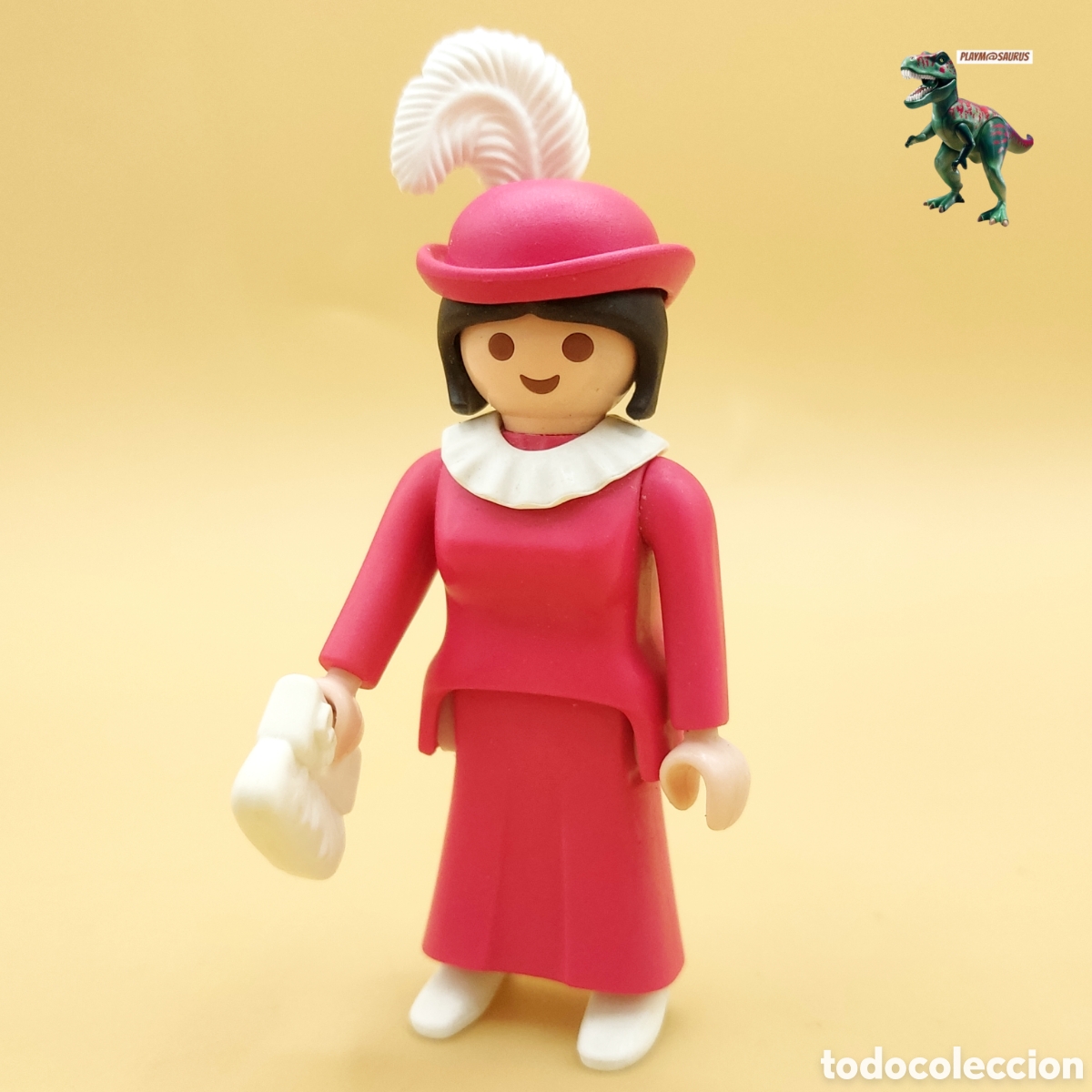Playmobil: Playmobil figura mujer victoriana elegante vestido rosa noble aristocrata dama simil 5620 viajera