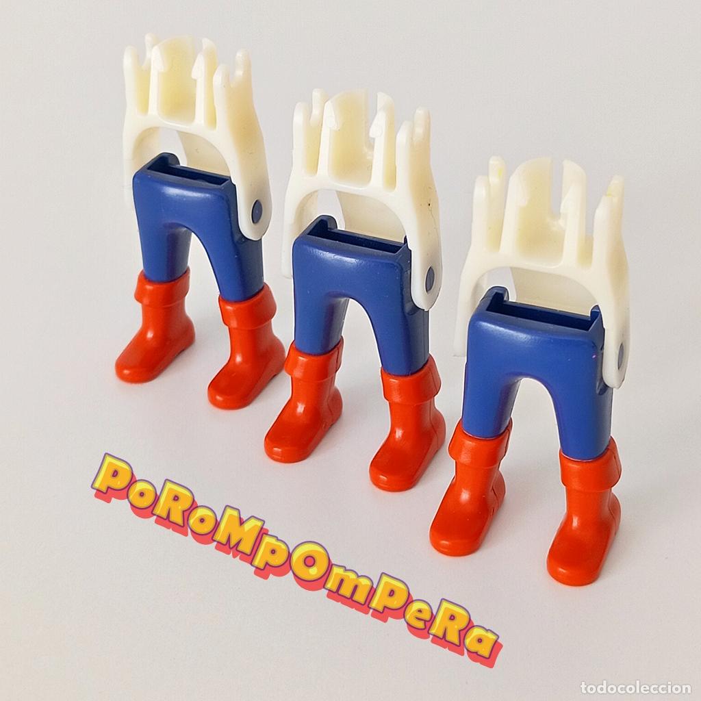 Playmobil: PLAYMOBIL lote x3 pierna azul bota alta marr&oacute;n-naranj + esqueleto CUSTOM/COMPLETAR medieval O2