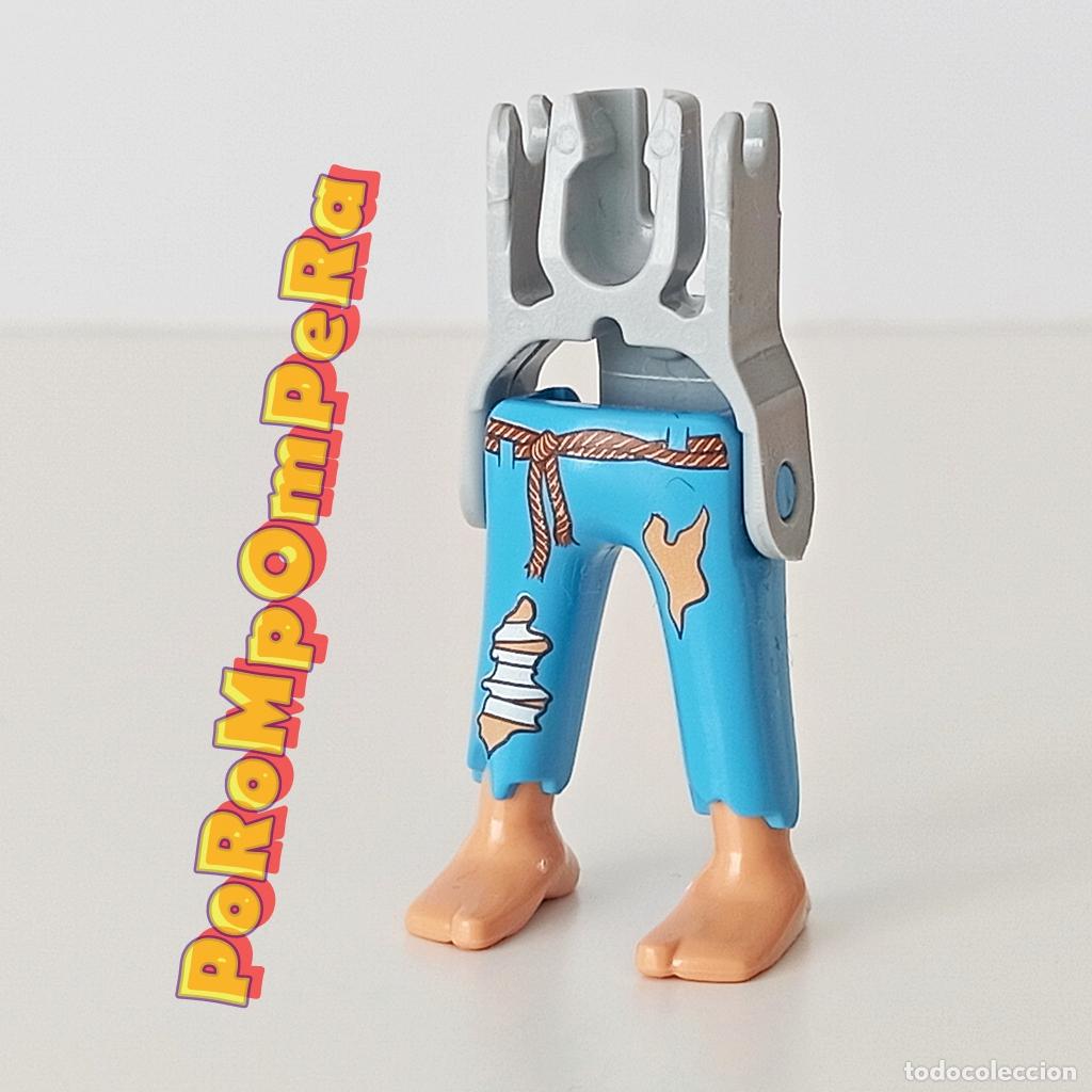 Playmobil: PLAYMOBIL pierna pantal&oacute;n azul claro jirones pie descalzo + esqueleto CUSTOM/COMPLETAR bel&eacute;n O5