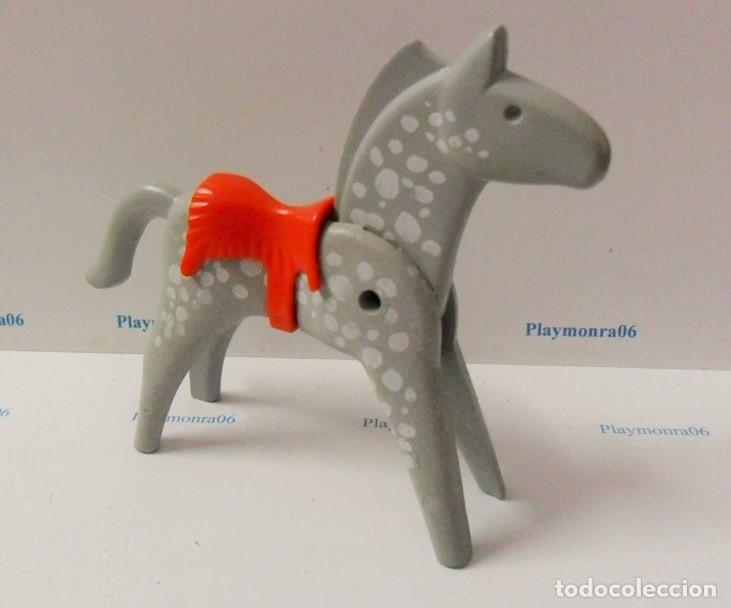 Playmobil: PLAYMOBIL P103 CABALLO GRIS PINTO 1&ordf; EPOCA CON MONTURA ROJA INDIO OESTE