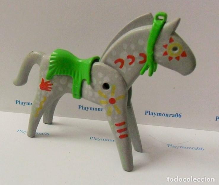 Playmobil: PLAYMOBIL P103 CABALLO GRIS PINTO CON PINTURAS 1&ordf; EPOCA CON MONTURA INDIA