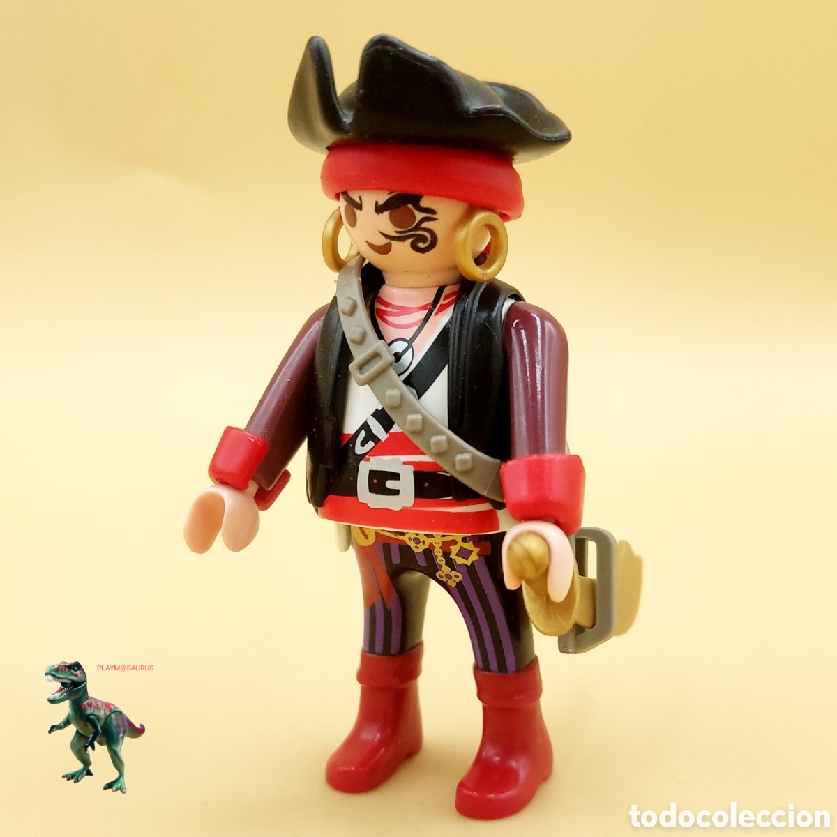 Playmobil: Playmobil figura capitan pirata corsario bucanero tripulante maori tatuajes marino marinero