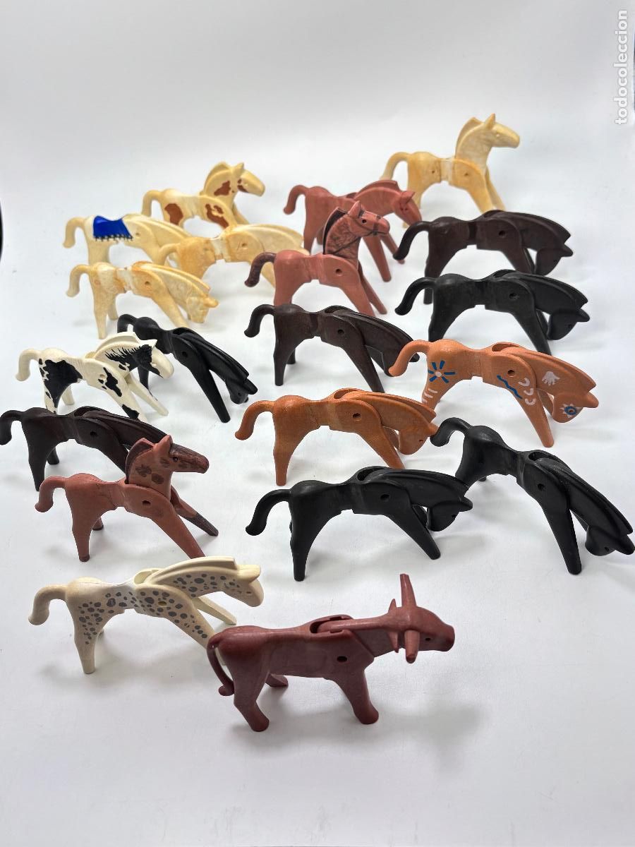 Playmobil: Playmobil lote figura caballo se le caen cabezas descoloridos oeste