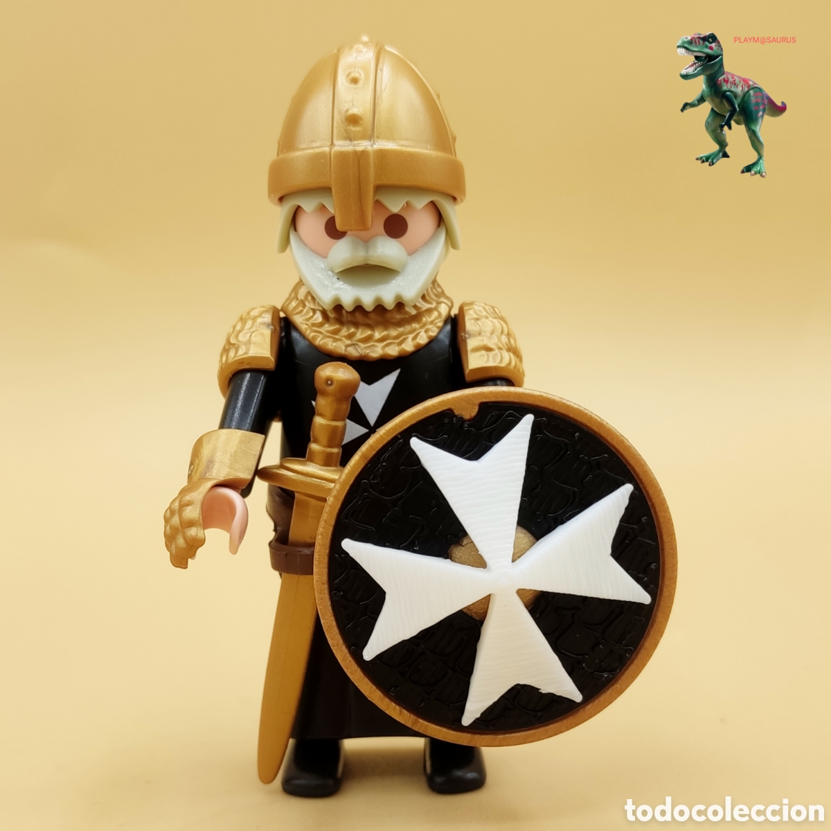 Playmobil: Playmobil figura caballero dorado orden de malta templario cruzado guerrero soldado medieval