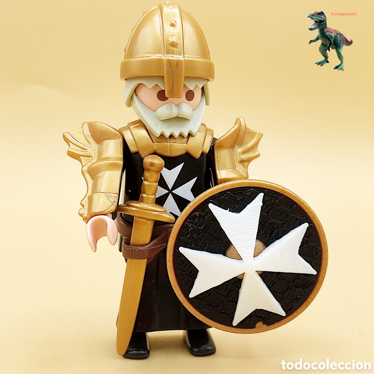 Playmobil: Playmobil figura caballero dorado orden de malta templario cruzado guerrero soldado medieval