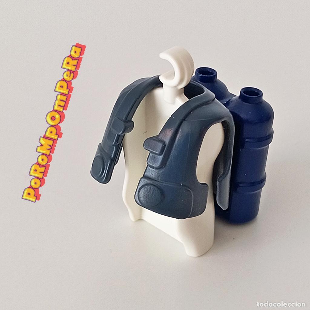 Playmobil: PLAYMOBIL chaleco bombonas ox&iacute;geno espalda CUSTOM/COMPLETAR buzo buceador snorkel O7