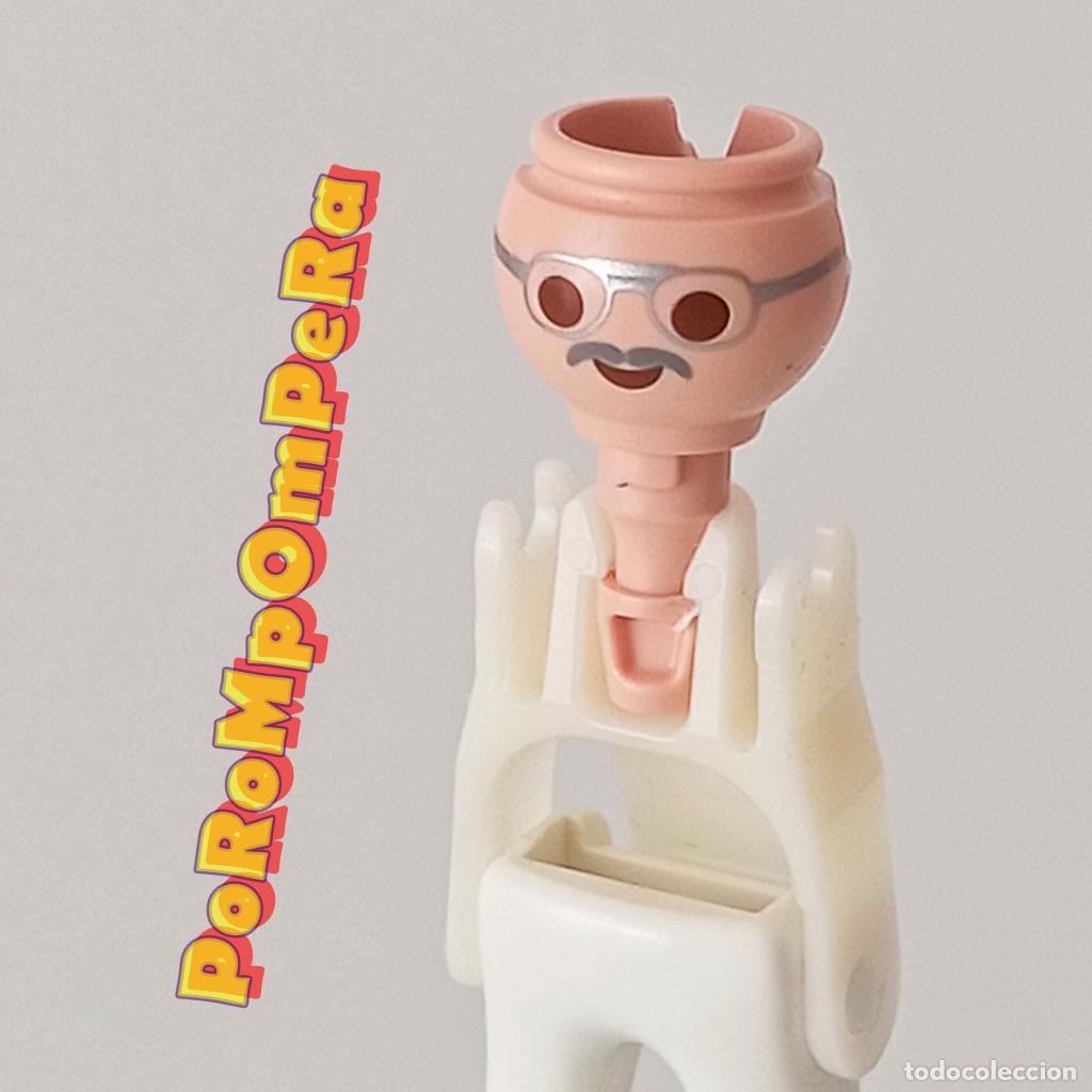 Playmobil: PLAYMOBIL cabeza gafas plateadas bigote peque&ntilde;o gris hueco doble REPUESTO/CUSTOM/COMPLETAR O7