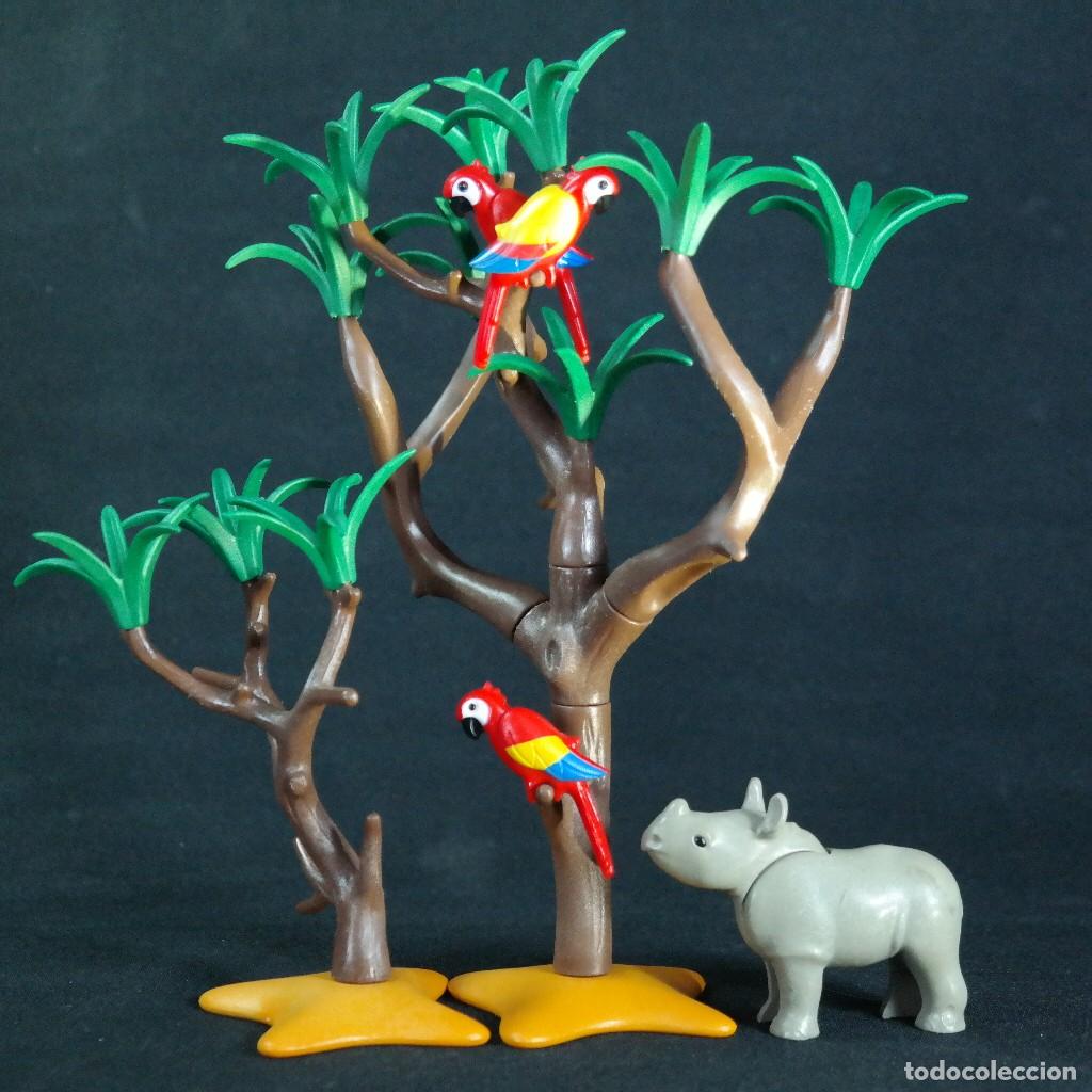 Playmobil: Playmobil arbol con rinoceronte y loros ☼