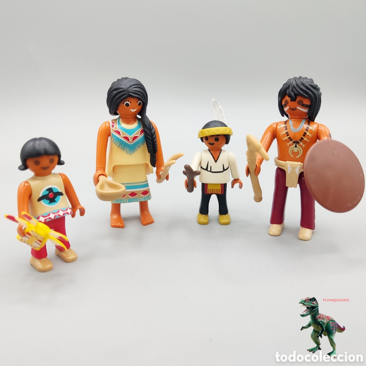 Playmobil: Playmobil familia nativo americano indio western guerrero mujer ni&ntilde;o ni&ntilde;a indios cherokee comanche