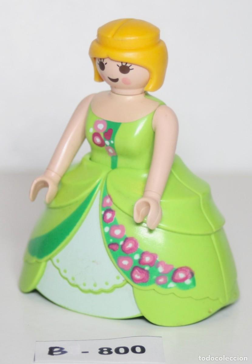 Playmobil: PLAYMOBIL FIGURA FEMENINA CON FALDA DESMONTABLE - DAMA PRINCESA VICTORIANO SERIE ROSA (B-800)