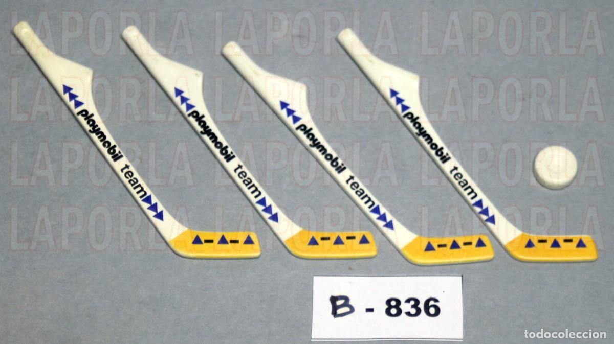 Playmobil: PLAYMOBIL 4 PALOS STICKS Y PUCK HOCKEY HIELO - INVIERNO DEPORTE (B-836)