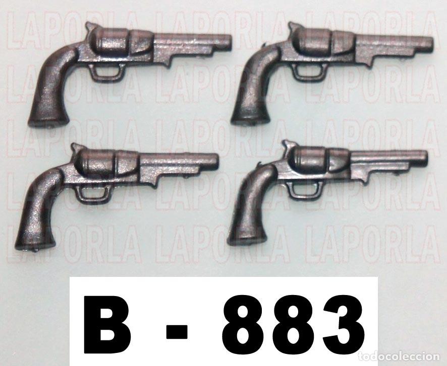 Playmobil: PLAYMOBIL 4 PISTOLAS OESTE - REV&Oacute;LVER COLT NORDISTAS VAQUERO SHERIFF SUDISTAS (B-883)