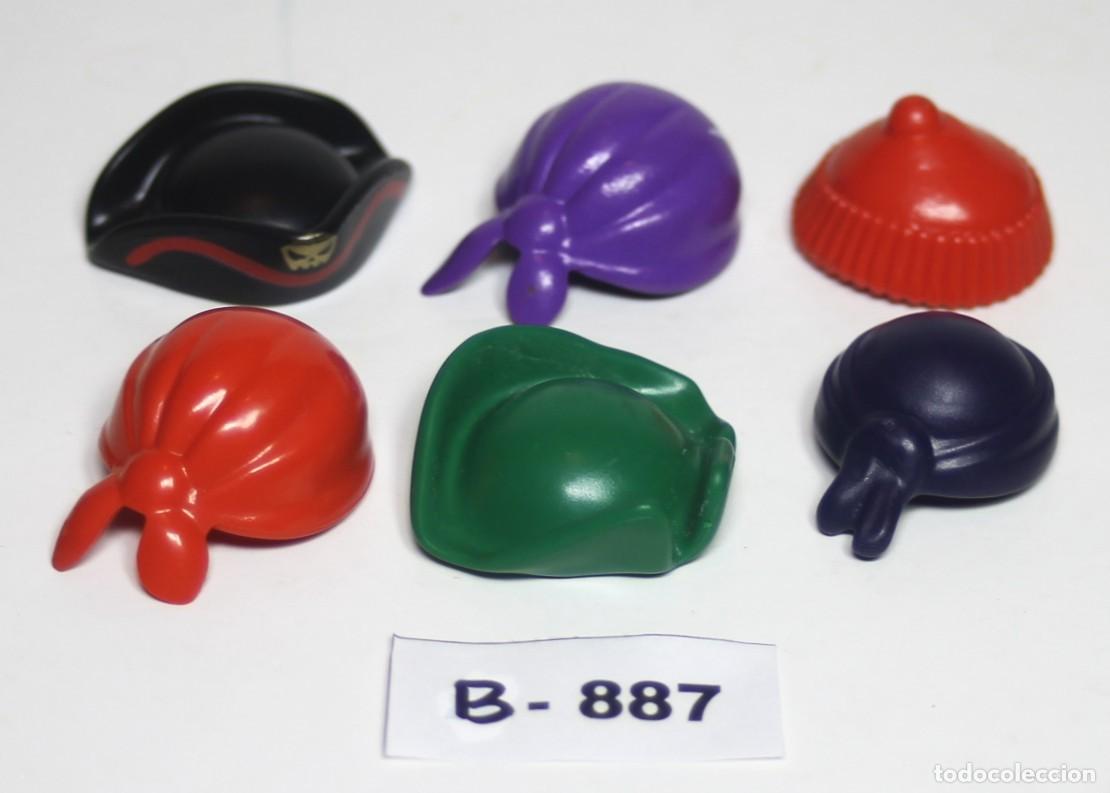 Playmobil: PLAYMOBIL 6 SOMBREROS Y GORROS PIRATAS - BUCANERO CORSARIO CAPIT&Aacute;N BARCO ISLA (B-887)