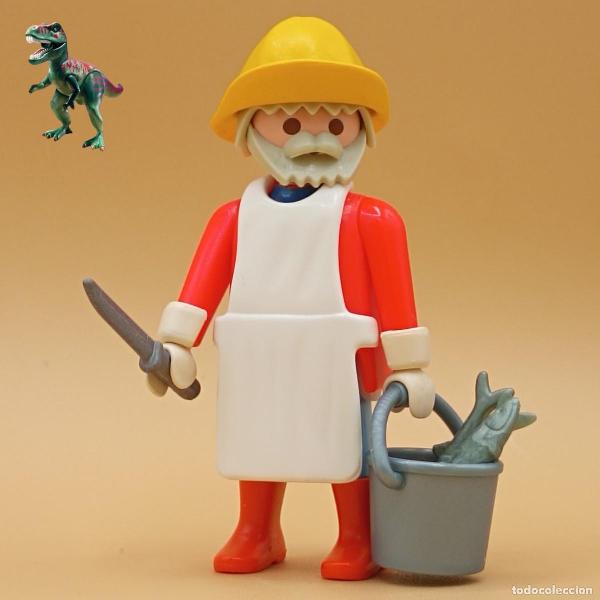 Playmobil: Playmobil figura pescadero puesto de pescado pez peces pescaderia pescador mercado tienda zoo