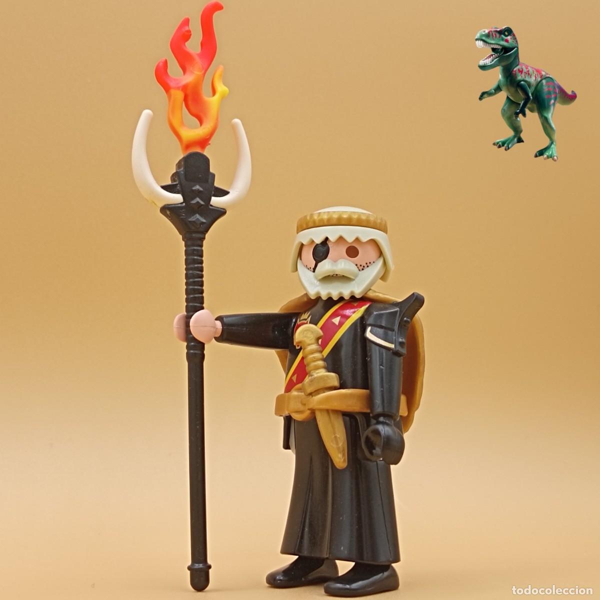 Playmobil: Playmobil figura mago oscuro negro brujo hechicero Merlin Gandalf baston castillo medieval