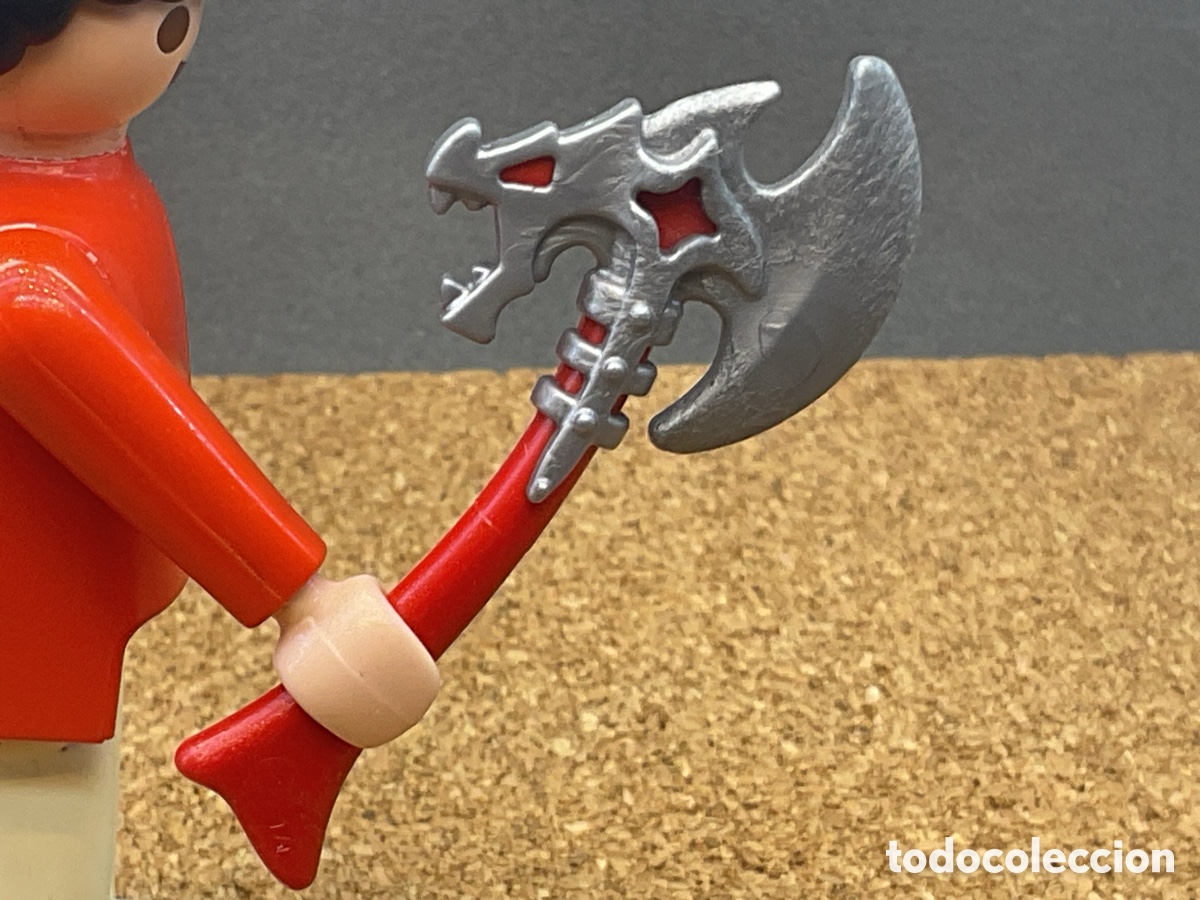 Playmobil: ACCESORIO PLAYMOBIL. HACHA MEDIEVAL CON CABEZA DE DRAG&Oacute;N. REF VIKINGOS, PIRATAS, ETC