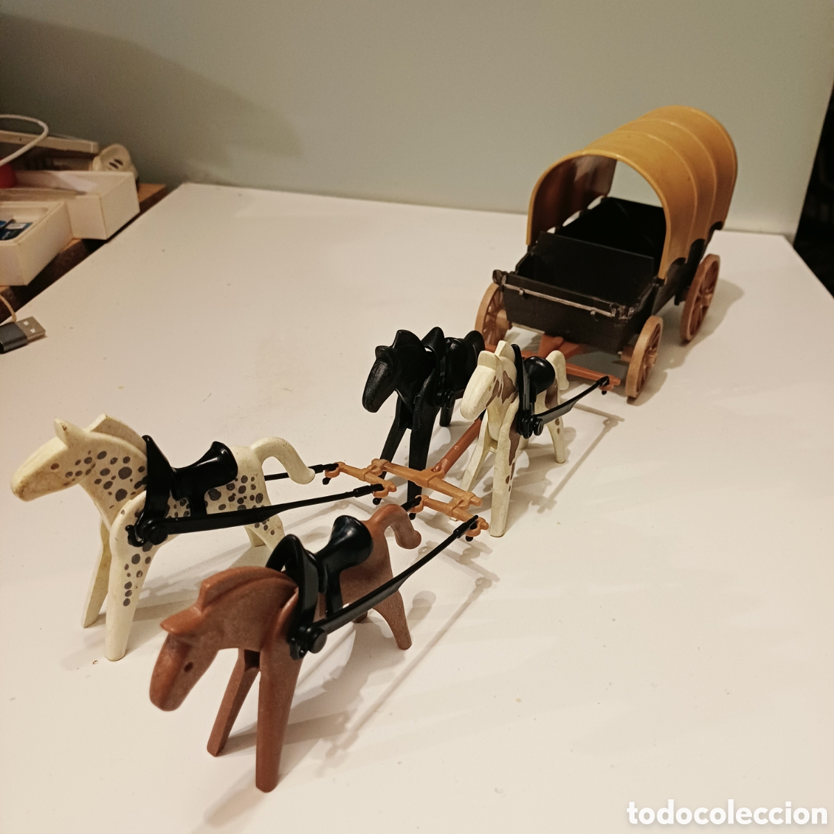 Playmobil: Pieza playmobil carreta carromato oeste wrstern cuatro caballos