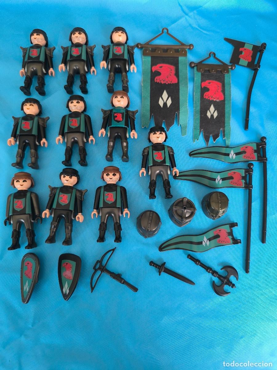 Playmobil: playmobil lotazo 10 caballeros negros orden halc&oacute;n rojo con complementos escudos banderas vikingos