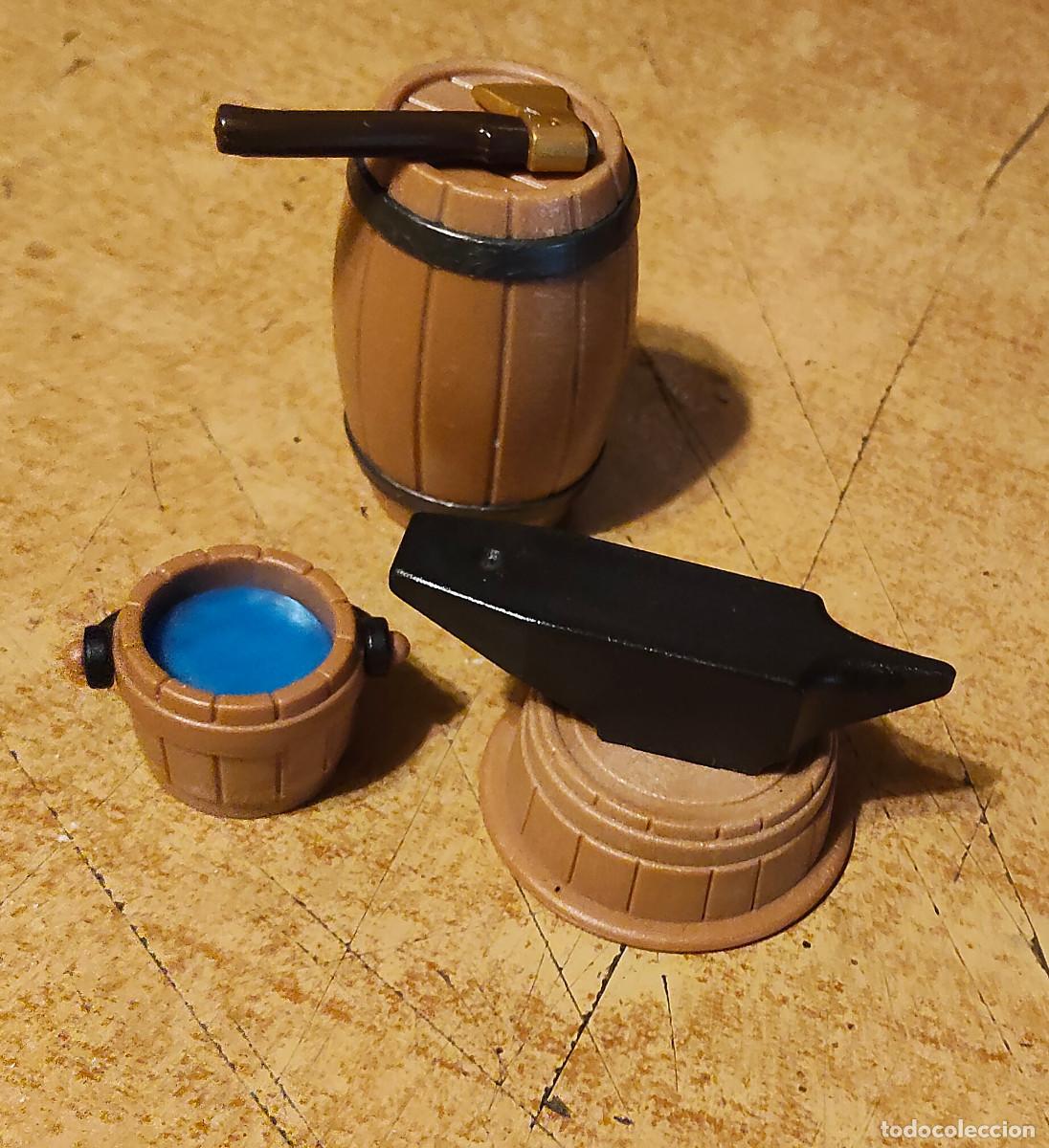 Playmobil: Cubo tonel barril hacha yunque - Oeste Medieval Piratas Playmobil